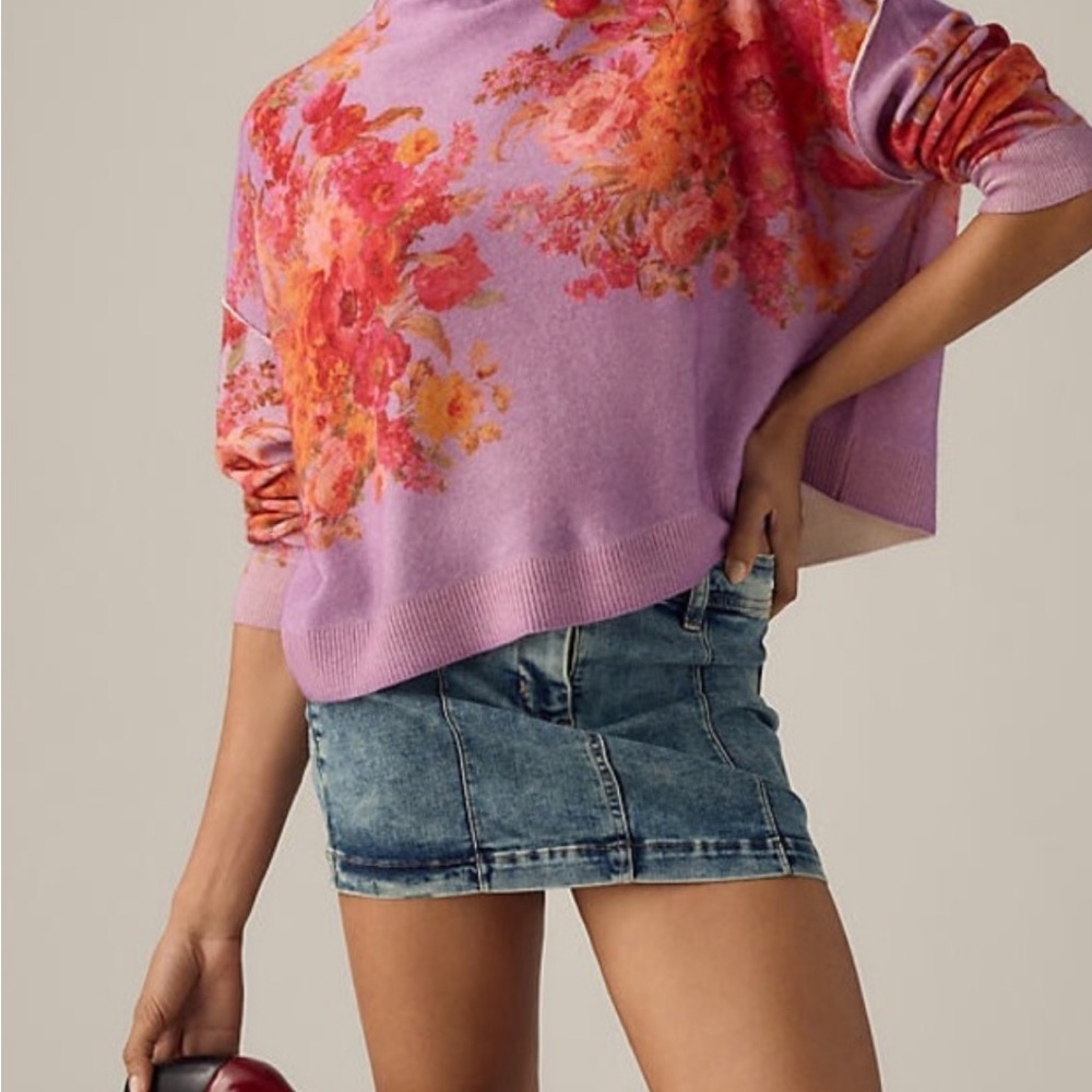 Pilcro Floral Pink and Purple Sweater